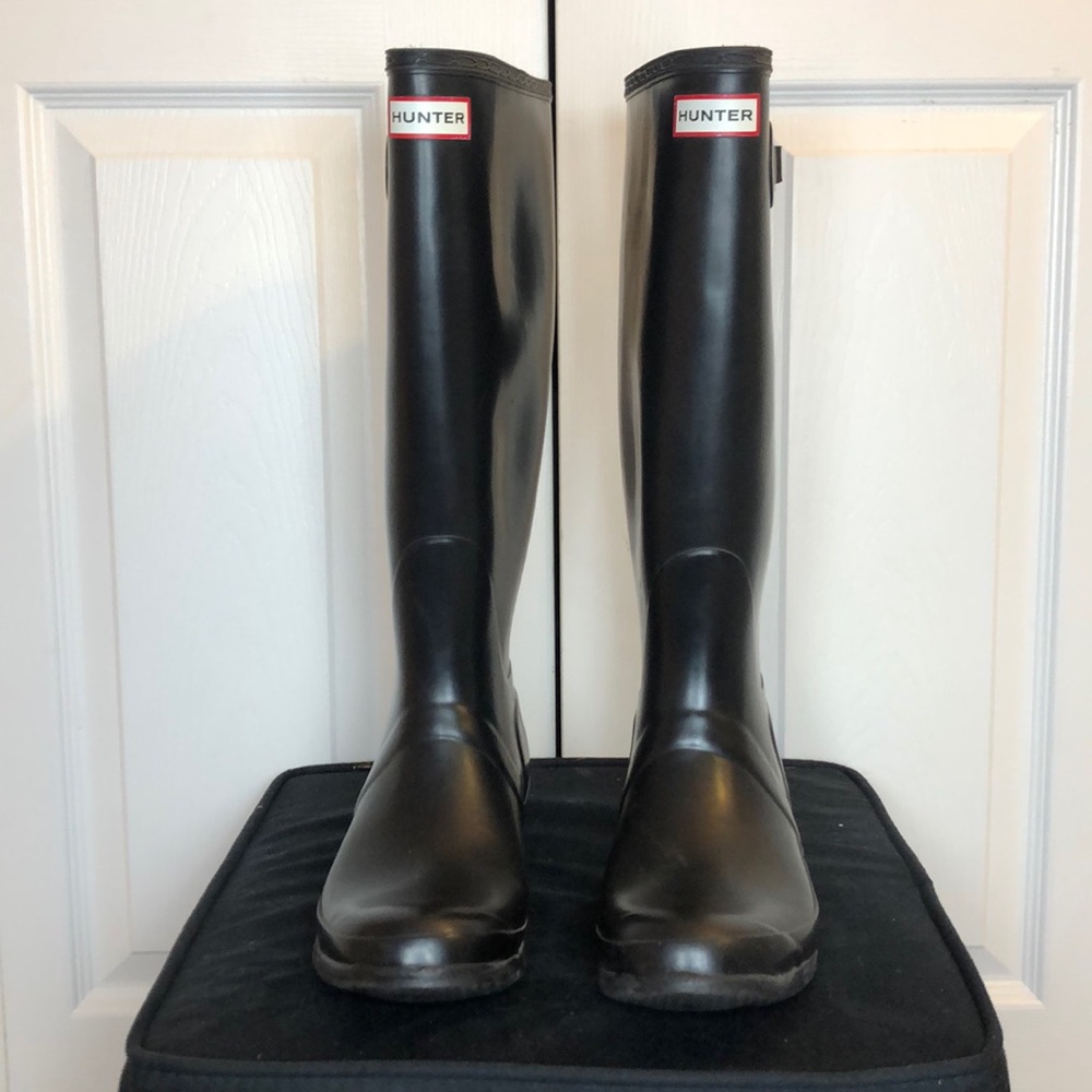 Matte Black Tall Hunter Boots